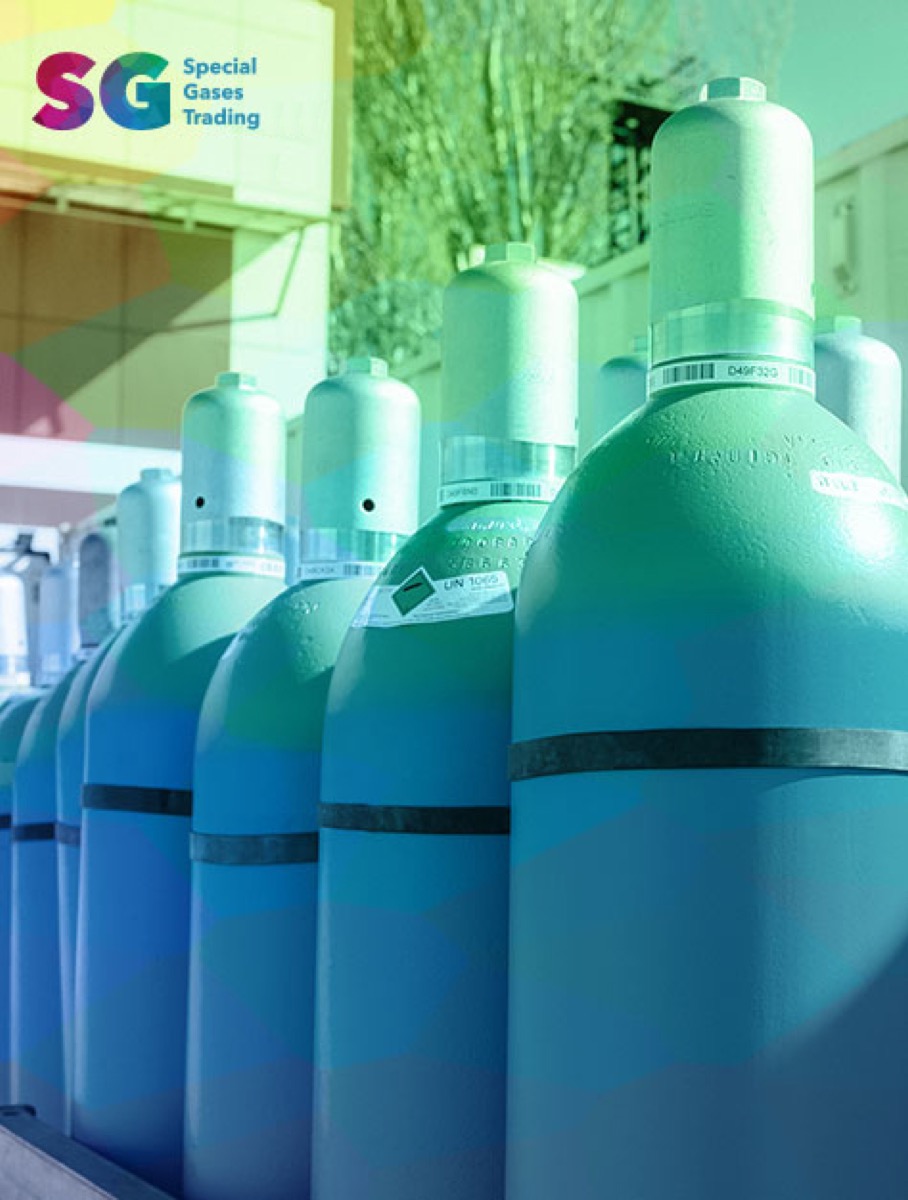 Compressed gas cylinders prepared for specialist gas supply