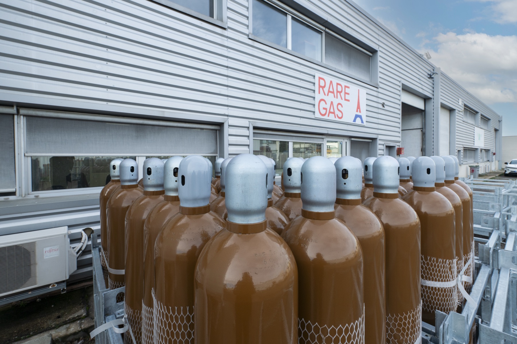 Industrial gas cylinders at a partner supply facility