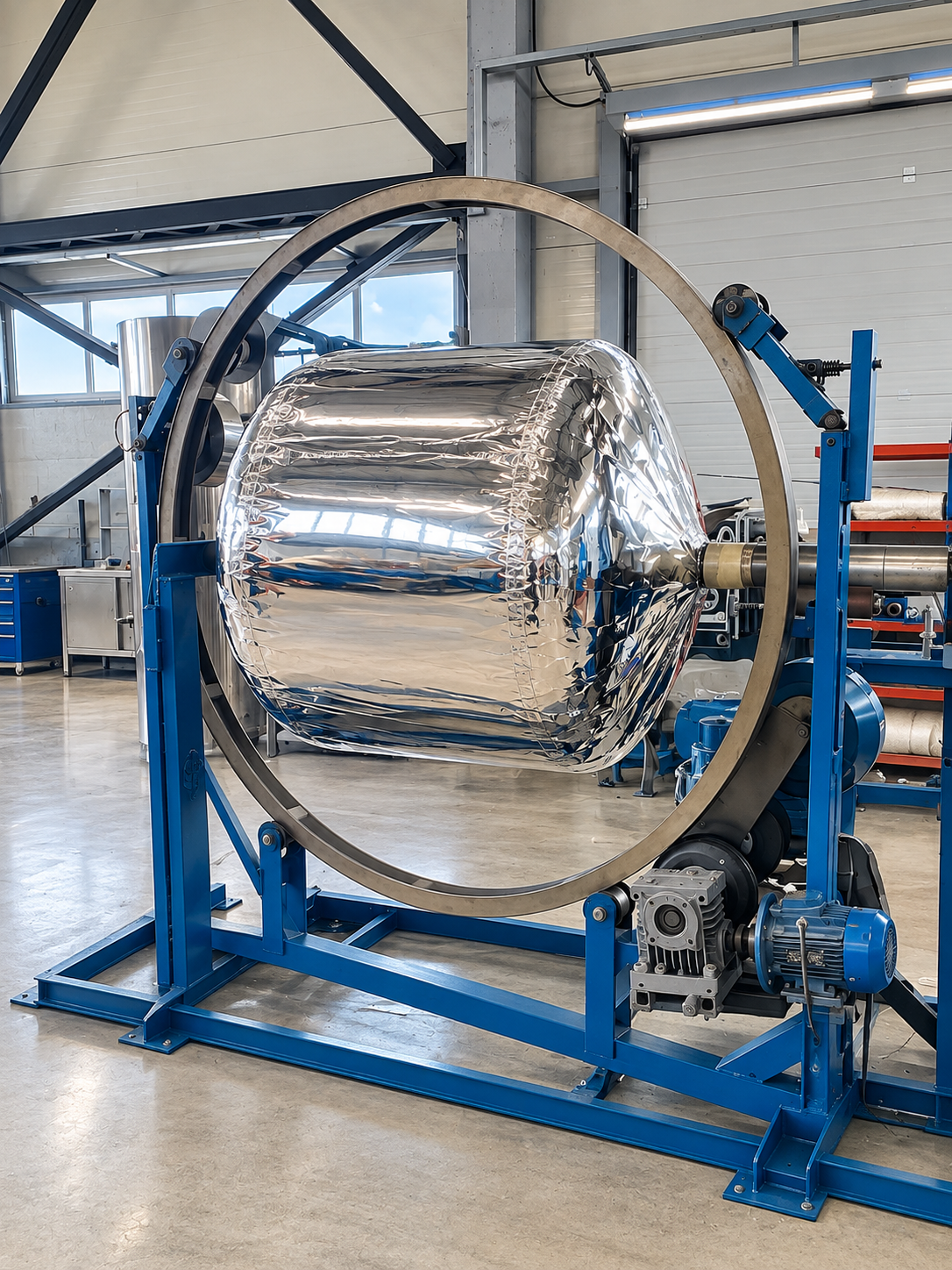 Small insulated cryogenic vessel on manufacturing equipment